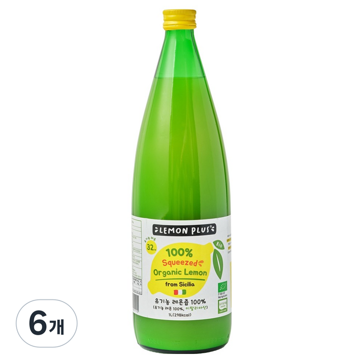 레몬플러스 유기농 레몬즙, 1L, 6개