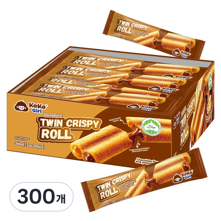 케케걸 트윈 크리스피 롤 초코 & 땅콩맛, 12g, 300개