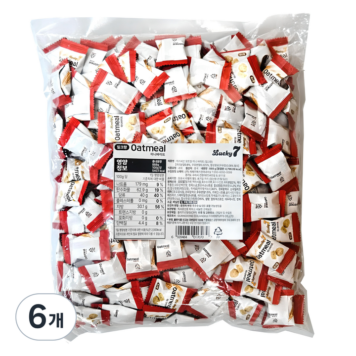 럭키세븐 오트밀 미니 바이트, 888g, 6개