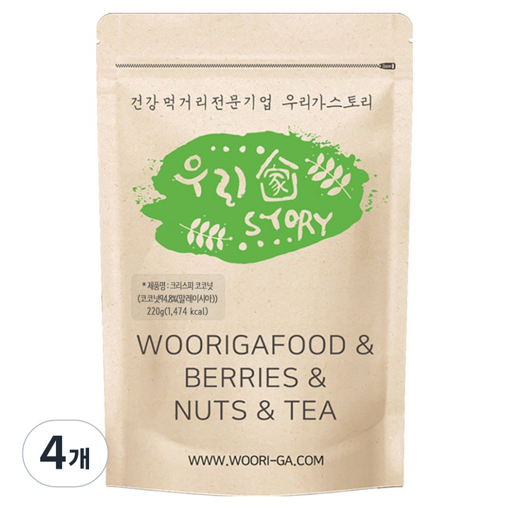 우리가스토리 크리스피 코코넛 청크, 220g, 4개