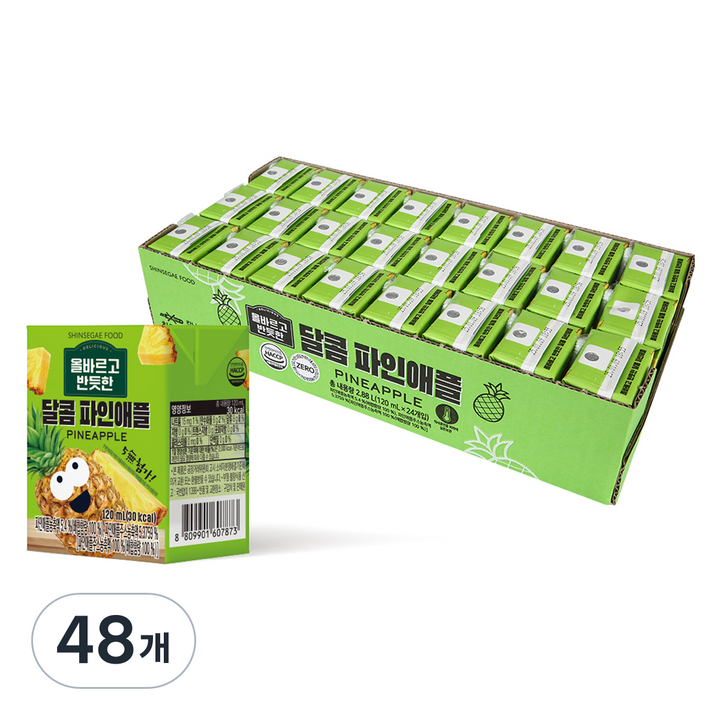 신세계푸드 올바르고 반듯한 달콤 파인애플주스, 120ml, 48개
