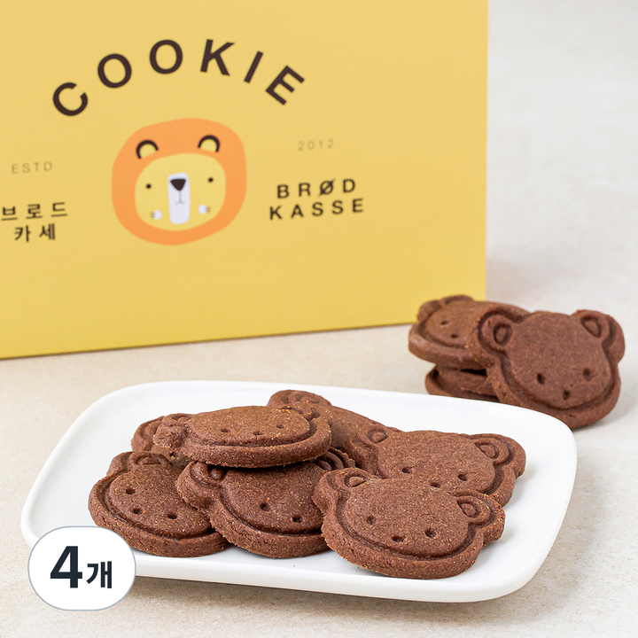 브로드카세 카카오 곰 쿠키, 180g, 1개입, 4개
