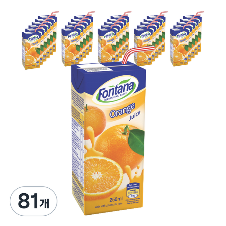 폰타나 오렌지 주스, 250ml, 81개