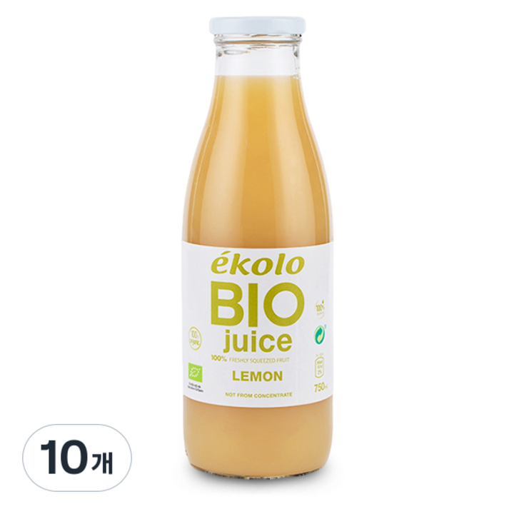 에콜로 유기농 NFC 프리미엄 레몬 착즙주스, 750ml, 10개