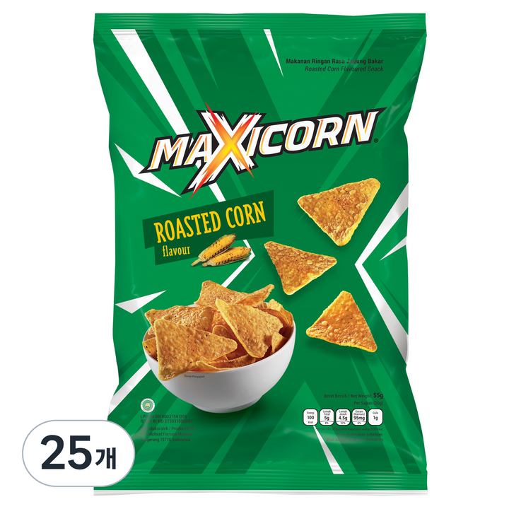 인도푸드 맥시콘 구운 옥수수맛, 25개, 55g