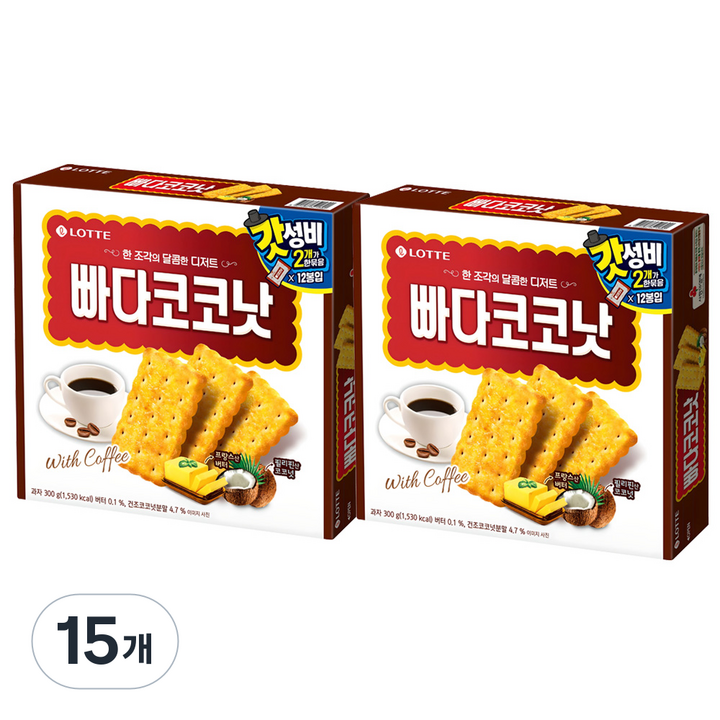 롯데웰푸드 빠다코코낫 오리지날, 600g, 15개