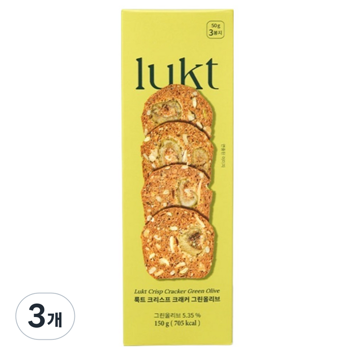 룩트 크리스프 크래커 그린올리브, 150g, 3개