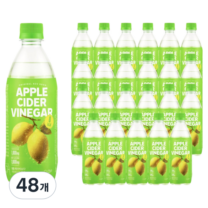 클룹 애사비소다 레몬비니거 제로 탄산음료, 500ml, 48개
