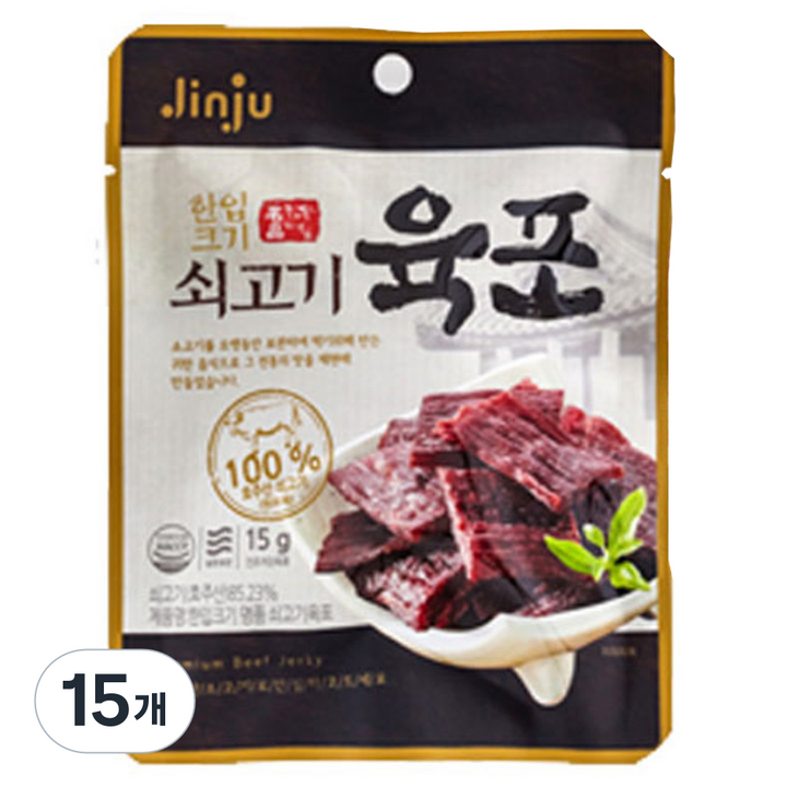 진주햄 천하장사 쇠고기 육포, 15g, 15개