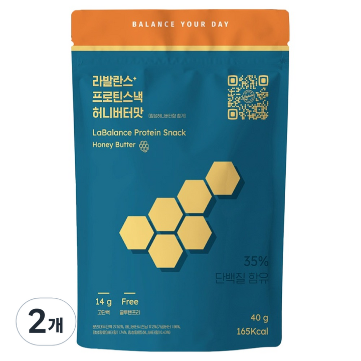 라발란스 프로틴스낵 허니버터 과자, 40g, 2개