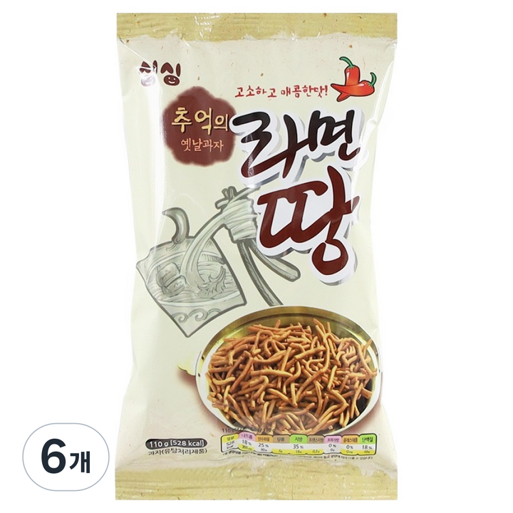싱싱 추억의 옛날과자 라면땅, 110g, 6개