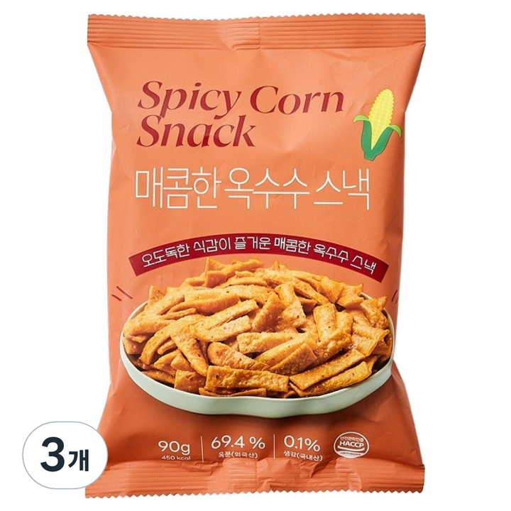 모던하우스 매콤한 옥수수 스낵, 90g, 3개
