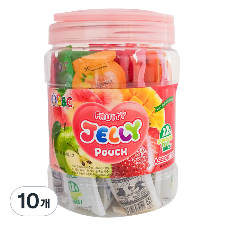 에이앤씨 파우치 젤리 종합맛 16개입, 960g, 10개