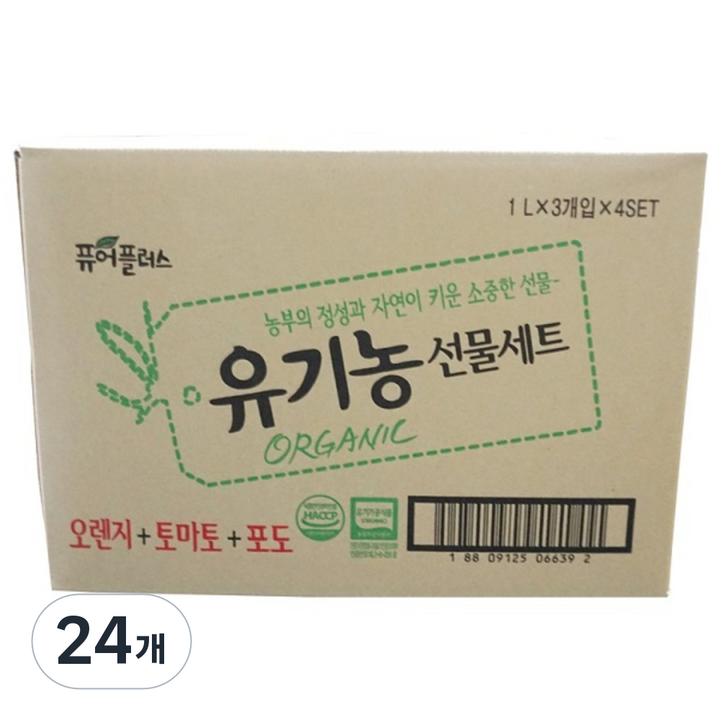 퓨어플러스 퓨어네 유기농 종합선물세트, 1L, 24개
