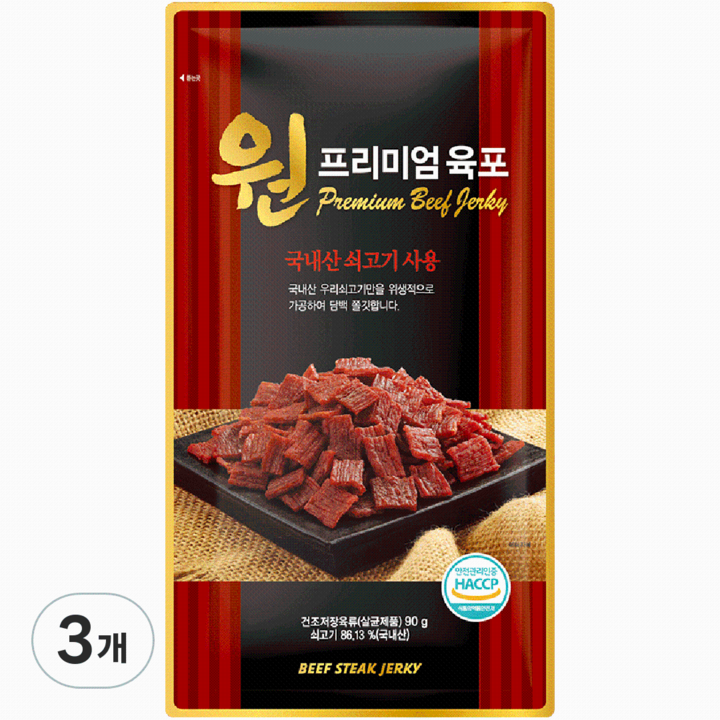 원프리미엄 육포, 90g, 3개