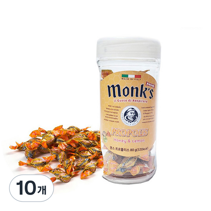 Monks 자동차컵 홀더용 프로폴리스 캔디, 80g, 10개