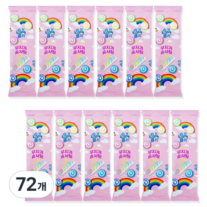 마카롱 닮은 슈가롤리 무지개 솜사탕, 12g, 72개