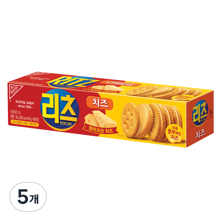 리츠 샌드위치 크래커 치즈, 96g, 5개