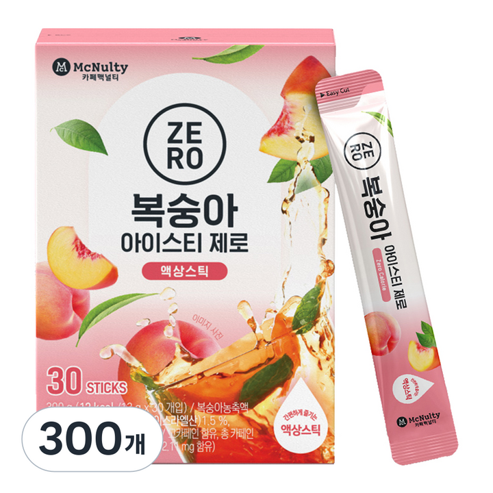 맥널티커피 복숭아 아이스티 제로, 13g, 300개