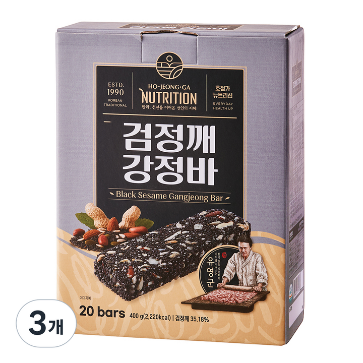 호정가 검정깨 강정바 20p, 400g, 3개