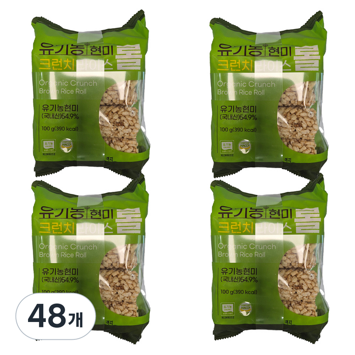 유기농 현미 크런치롤, 100g, 48개