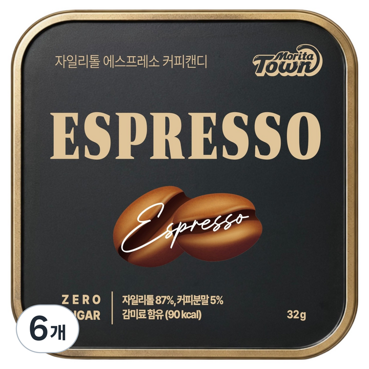 모리타타운 자일리톨 에스프레소 커피캔디, 32g, 6개