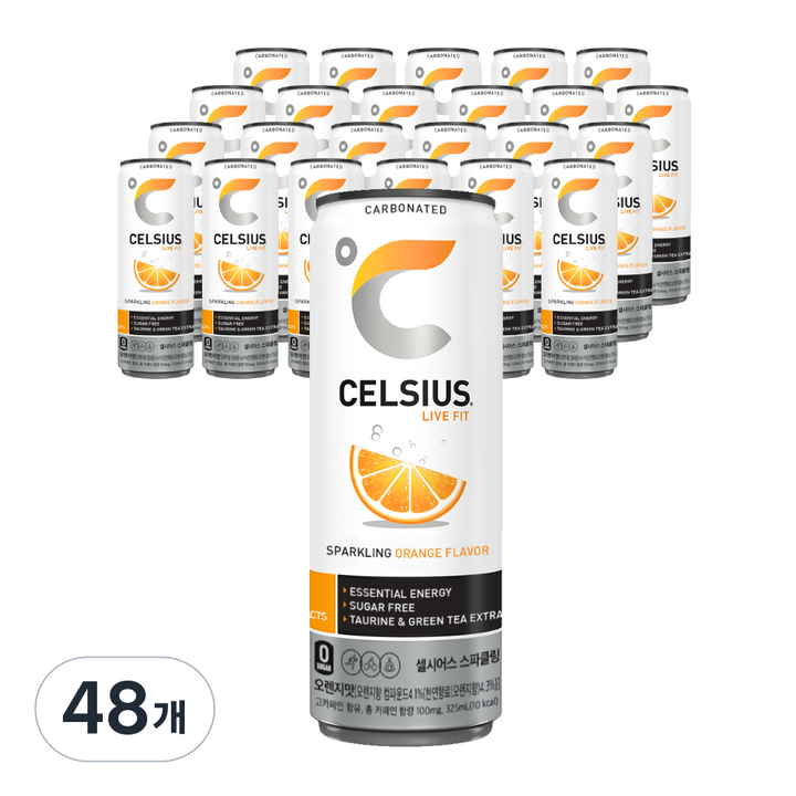 셀시어스 오리지널 스파클링 오렌지, 325ml, 48개