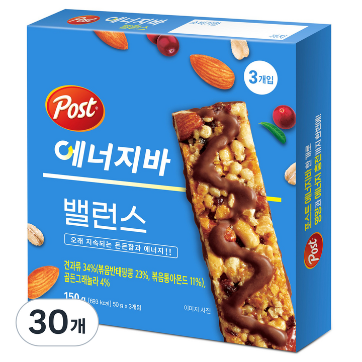 포스트 에너지바 밸런스 3p, 150g, 30개