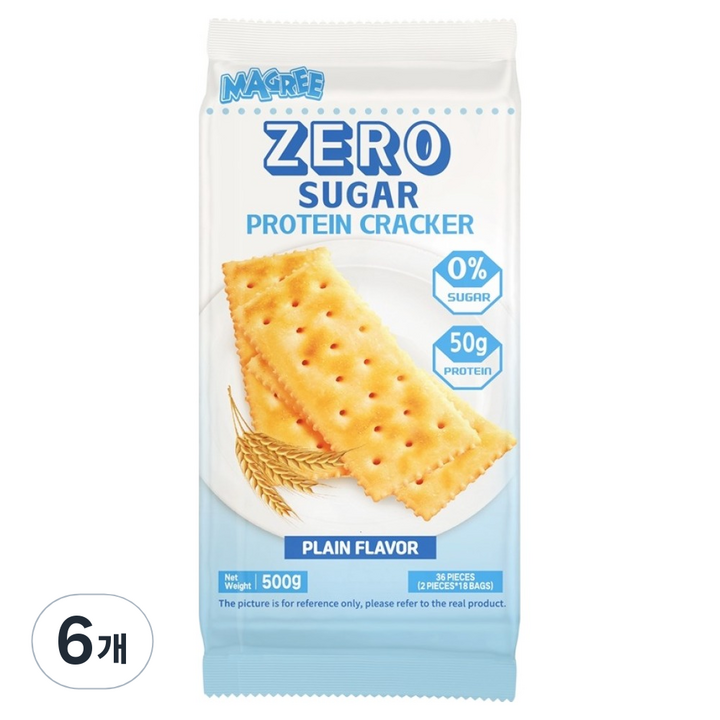 매그리 제로 슈거 프로틴 크래커 플레인맛, 500g, 6개