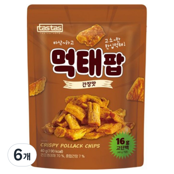 타스타스 먹태팝 간장맛, 40g, 6개