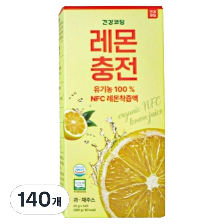 건강코딩 레몬충전 레몬즙 14p, 10개, 280g