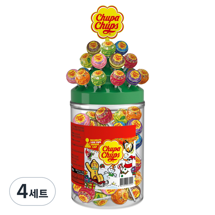 츄파춥스 미니튜브 파고다캡 11g x 50p 세트, 4세트