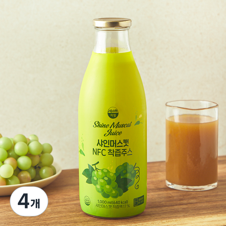 jaim 샤인머스켓 NFC 착즙주스, 4개, 1L