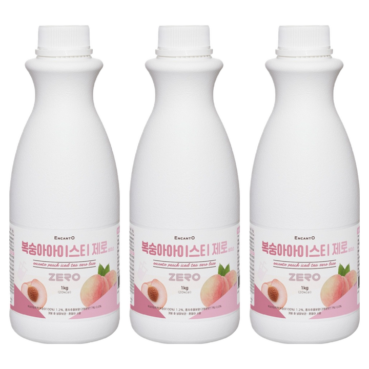 엔칸토 복숭아 아이스티 제로 음료 베이스, 1kg, 3개