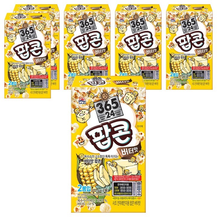 삼육오점이사 사조 전자레인지용 팝콘 버터맛 2개입, 140g, 6개