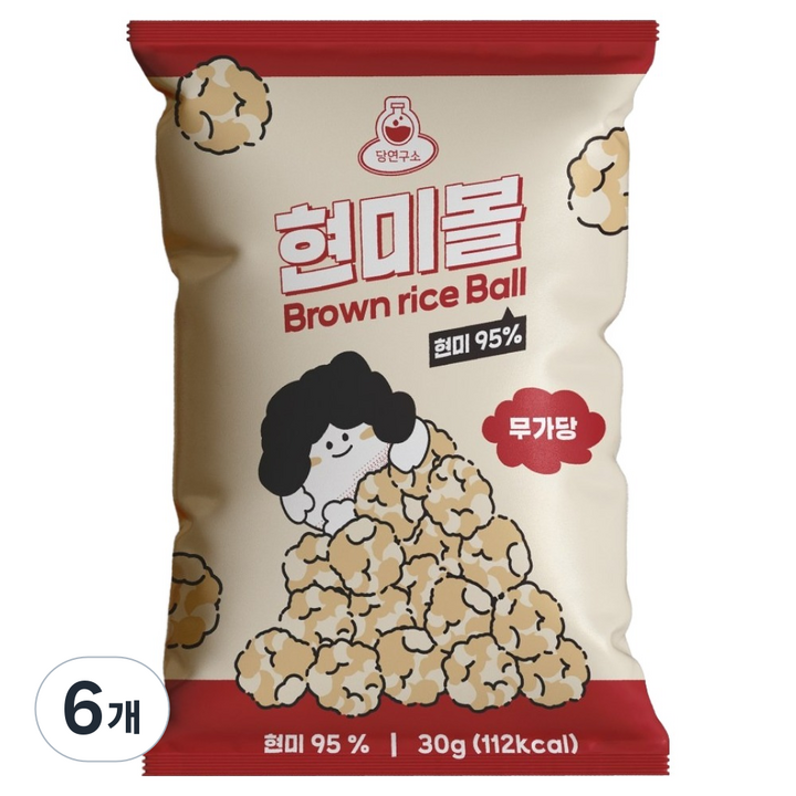 당연구소 무가당 현미볼 과자, 6개, 30g