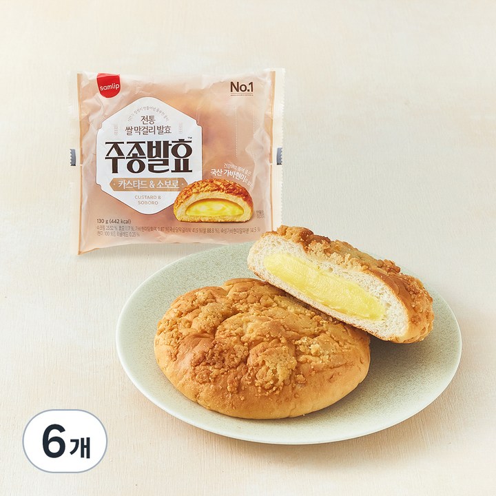 삼립 408시간 주종발효 카스타드소보루, 130g, 1개입, 6개