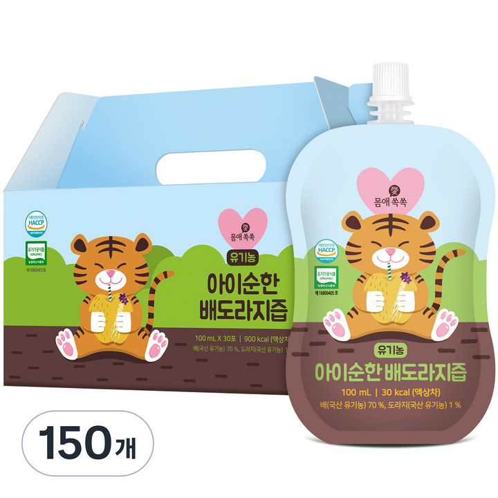 몸애쏙쏙 유기농 아이순한 배도라지즙, 3L, 5개