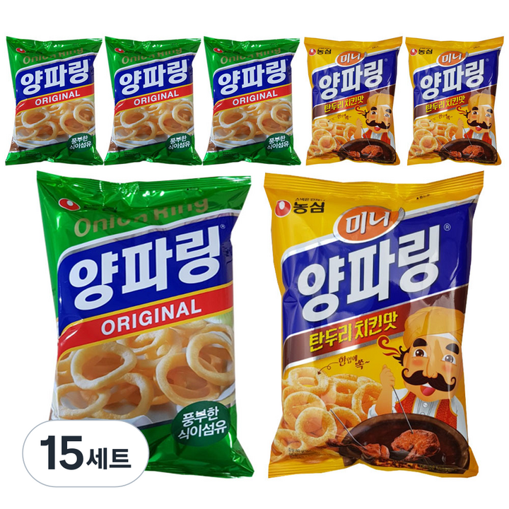 농심 양파링 84g x 4p + 미니 양파링 탄두리치킨맛 80g x 3p, 15세트