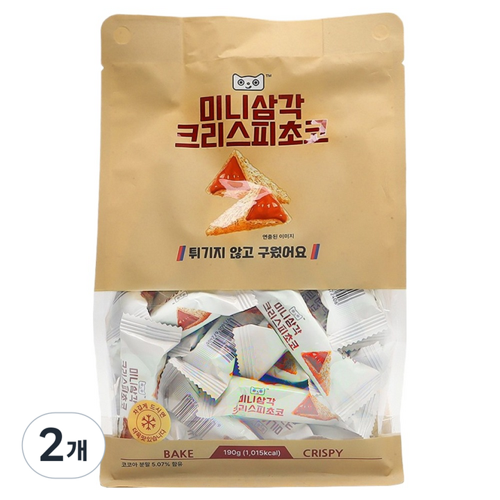 멍쇼얼 미니 삼각 크리스피 초코 스낵, 190g, 2개