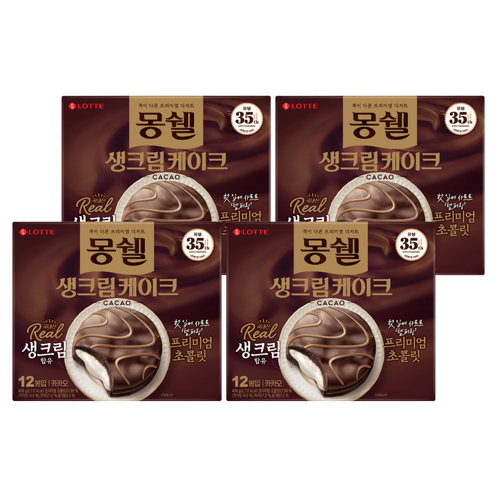 몽쉘 카카오 생크림 케이크 12p, 408g, 4개