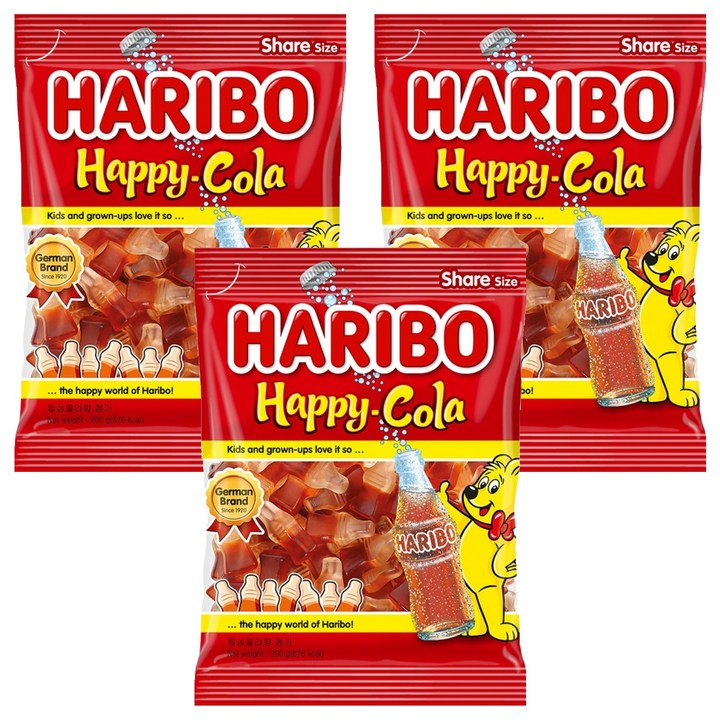 하리보 해피콜라 젤리, 200g, 3개