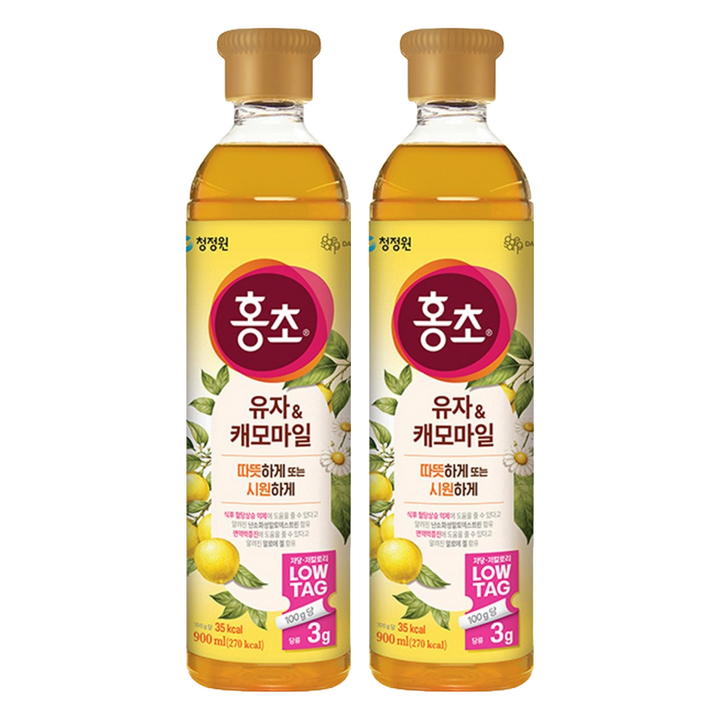 청정원 홍초 저당 유자 앤 캐모마일, 900ml, 2개