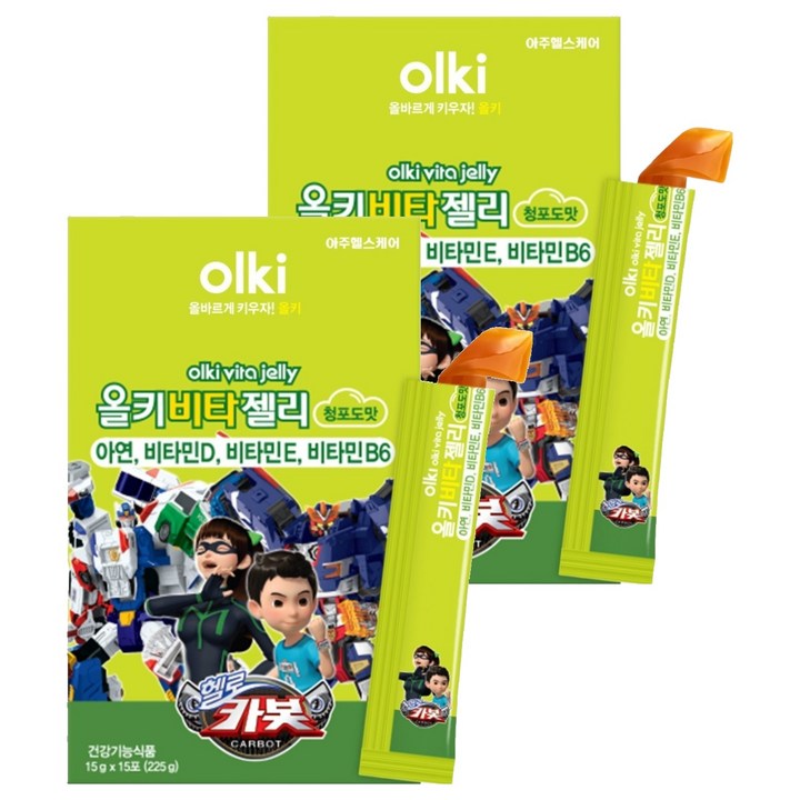 올레아 유아용 올키 비타젤리 아연 청포도맛 15p, 225g, 2개