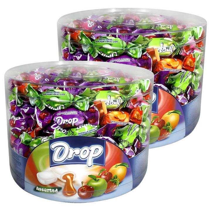 드롭 어소티드 츄잉캔디 통, 1kg, 2개