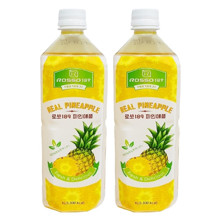 로쏘189 파인애플 음료베이스, 1L, 2개