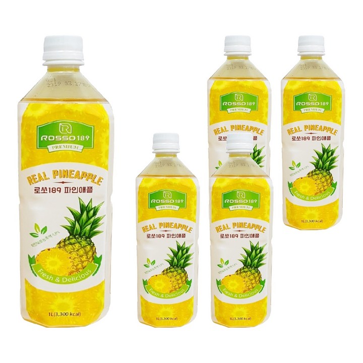 로쏘189 파인애플 음료베이스, 1L, 5개
