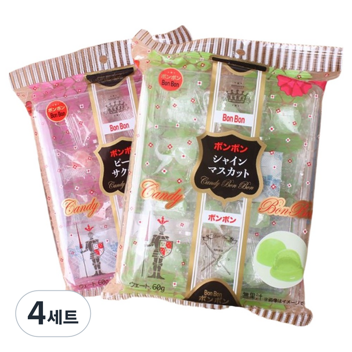 봉봉 캔디 샤인머스켓 60g + 피치 드랍사탕 60g 세트, 4세트