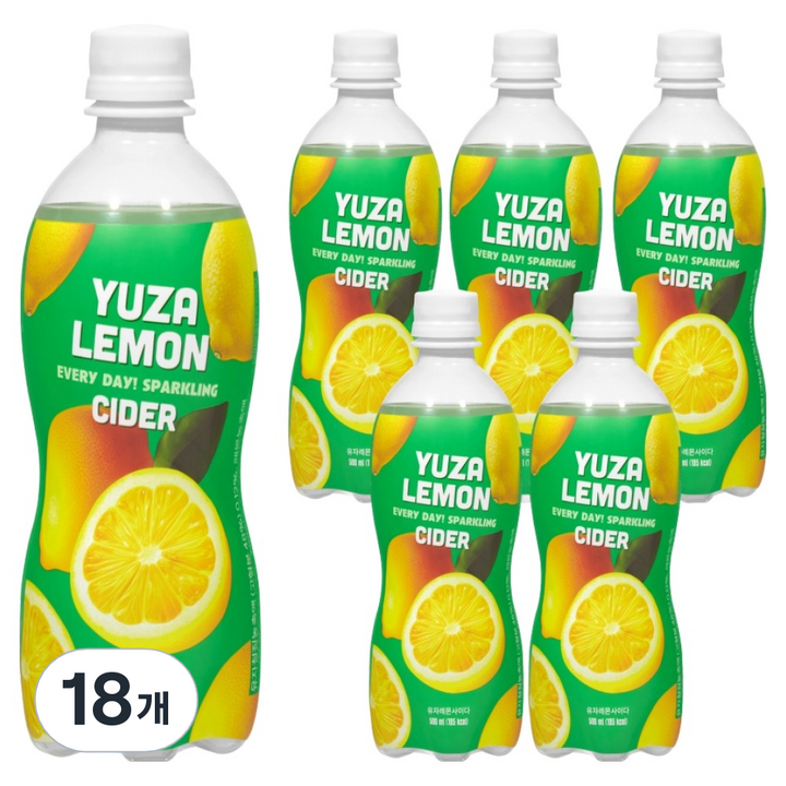 유자레몬사이다 탄산음료, 18개, 500ml