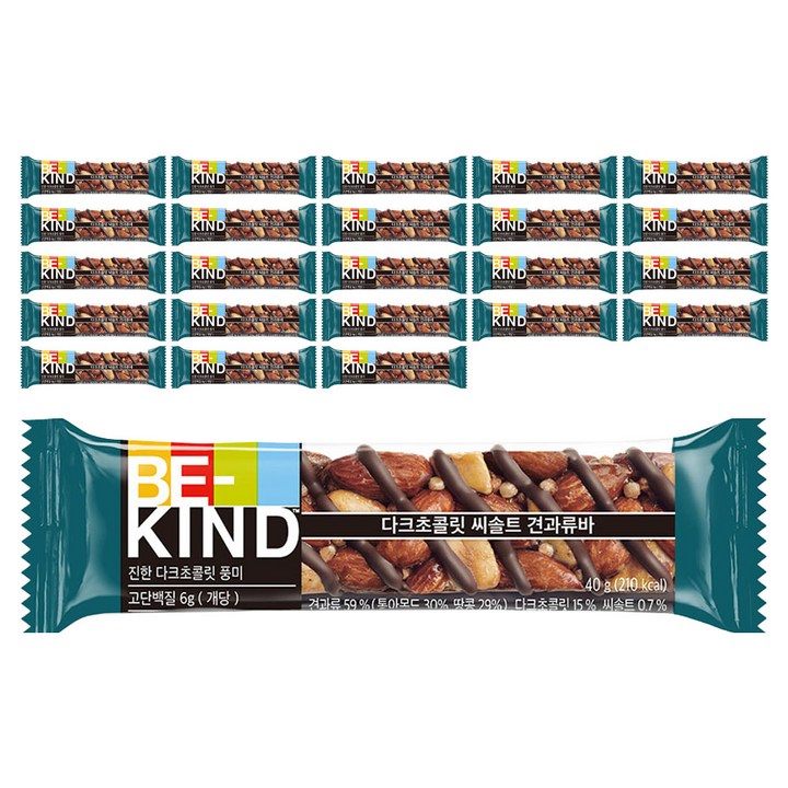 비카인드 다크초콜릿 씨솔트 견과류바, 40g, 24개